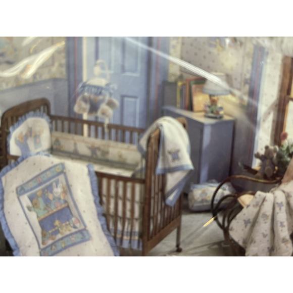 Vintage Toddlertime Blue Trim Baby Blanket Teddy Bear Woven Acrylic 36x45 NOS - Picture 5 of 8